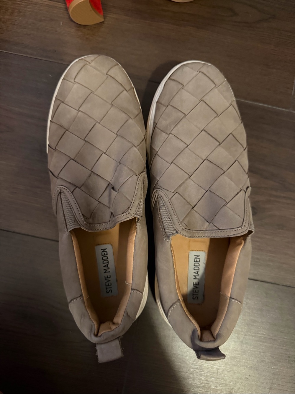 Steve Madden Taupe Woven Slip-On Loafers